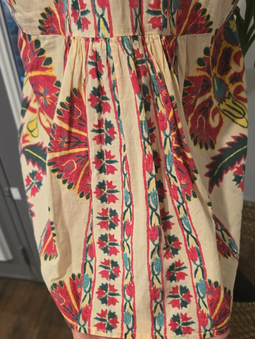 Haute Hippie Boho Embroidered Tassel Peasant Top - Cream & Red Floral - Picture 9 of 9